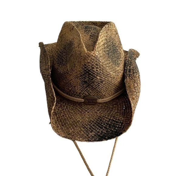 PANAMA JACK Unisex Straw Woven Western Cowboy Hat Tan Black One Size main image 10